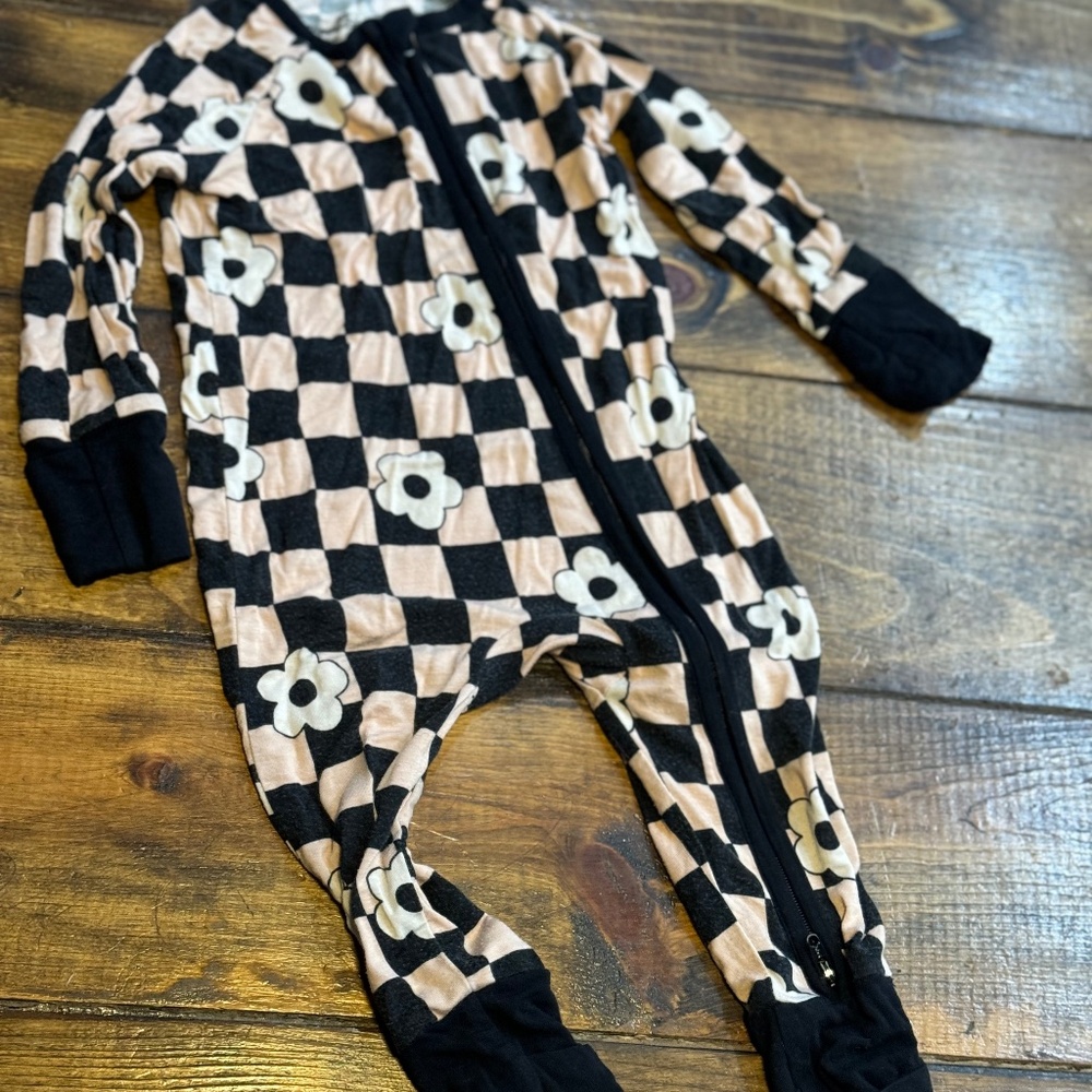 Dream Big Little Co. Retro Daisy Romper zippy footie pajamas